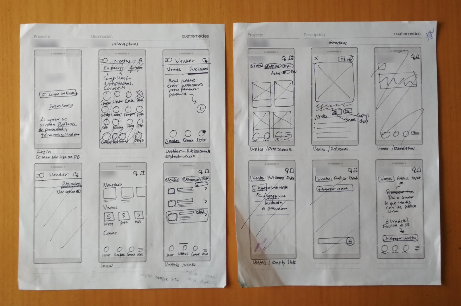 Sketches of a user interface